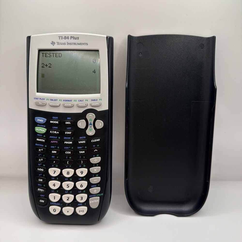 Texas Instruments TI-84 Plus Graphing Calculator Tested Working Black Cover